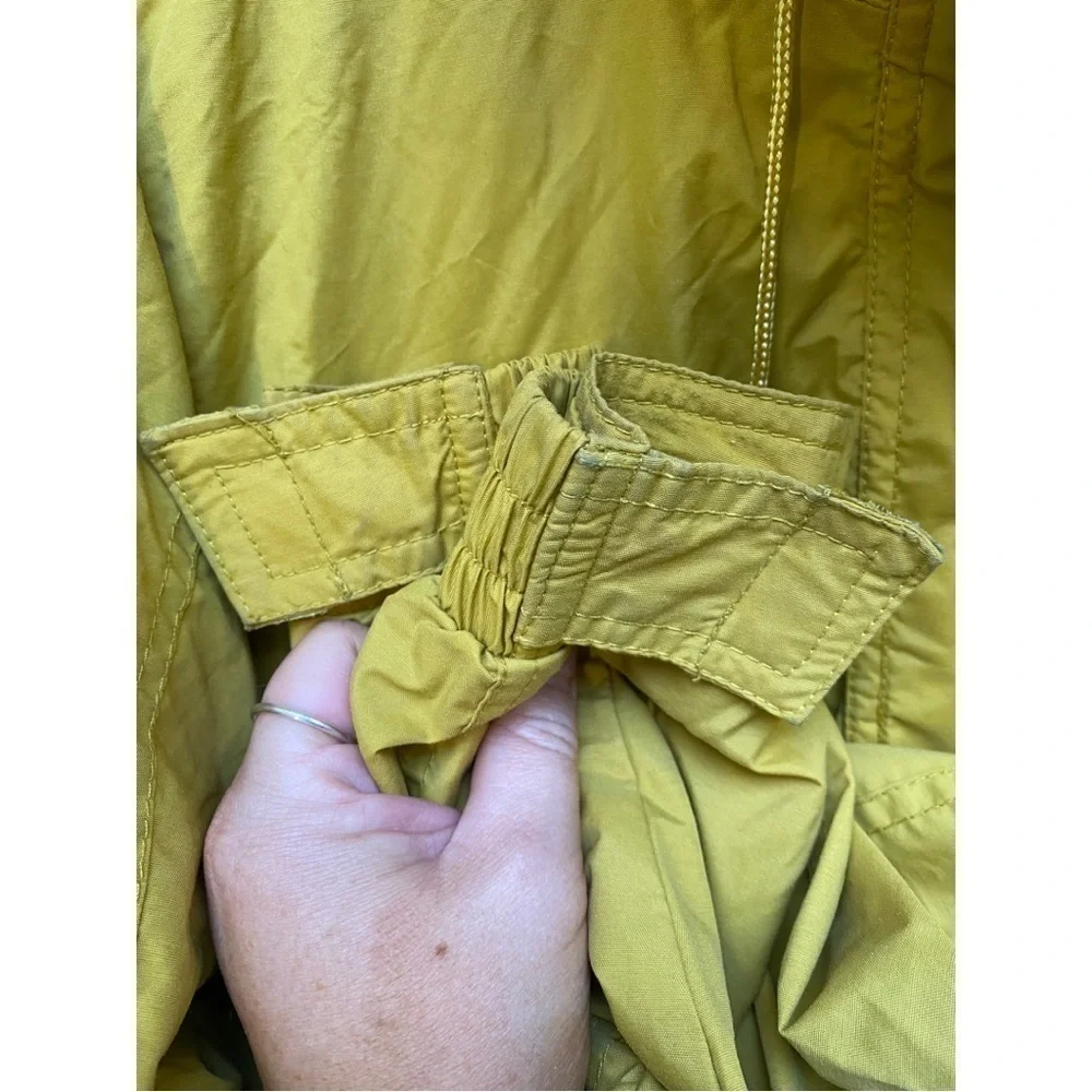 Vintage Eddie Bauer Yellow Raincoat with Blue Lined Collar